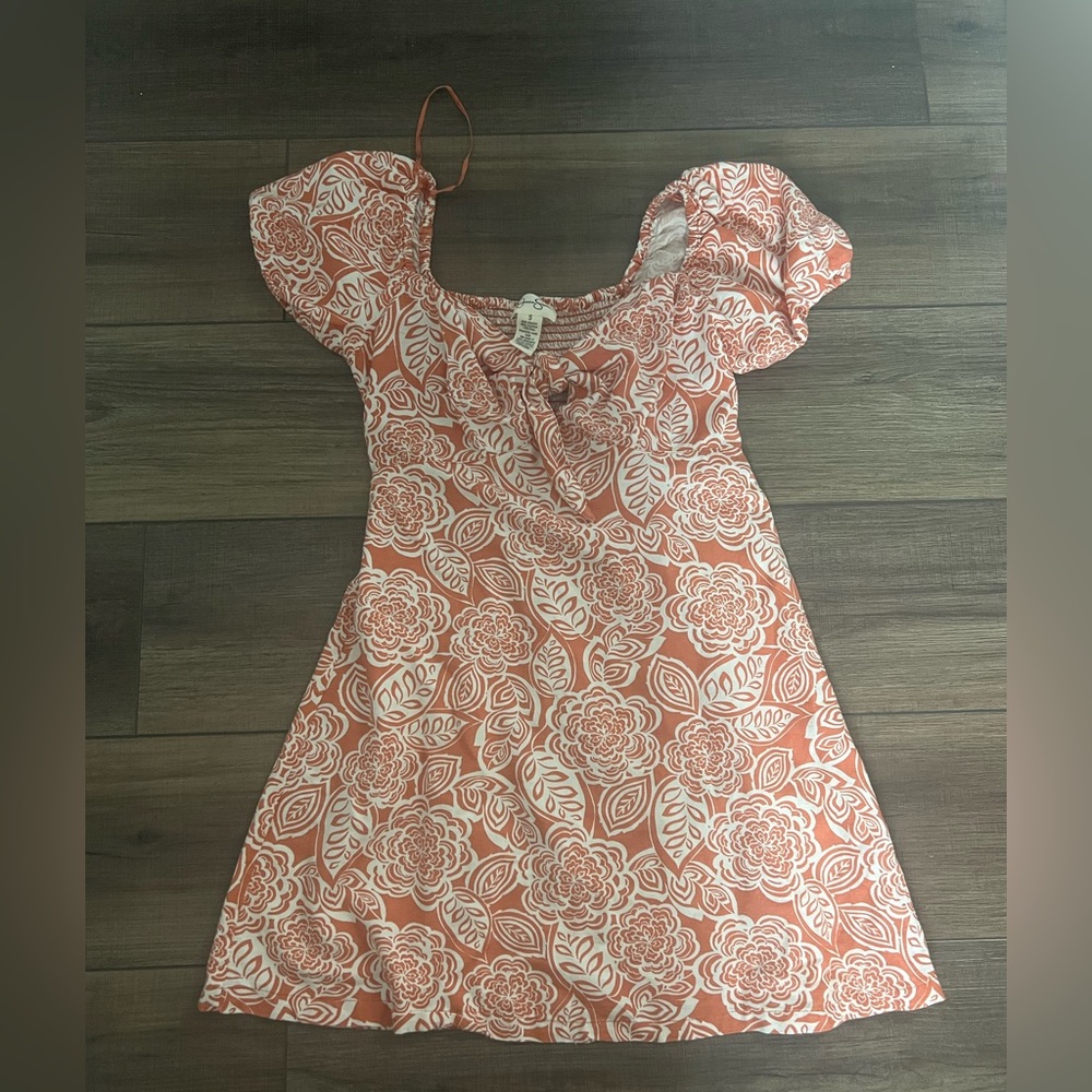 Orange and white floral dress